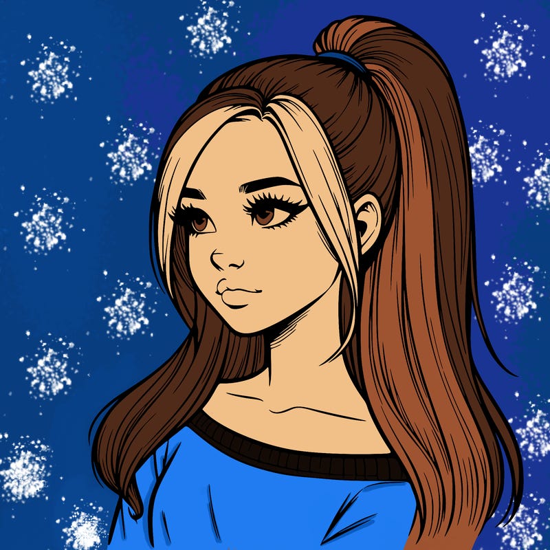realistic girl with a high ponytail