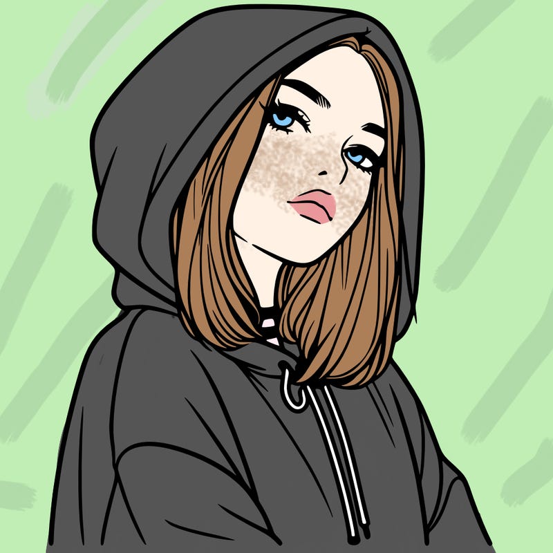 a realistic girl in a hoodie