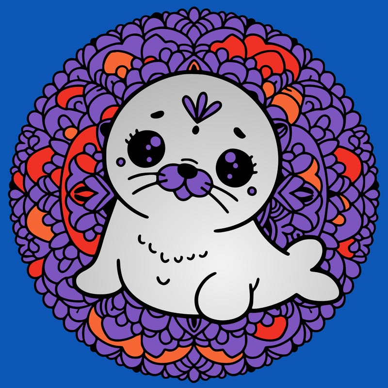 a cute baby seal mandala