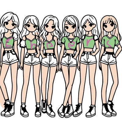 a group of girls wearing crop tops and shorts