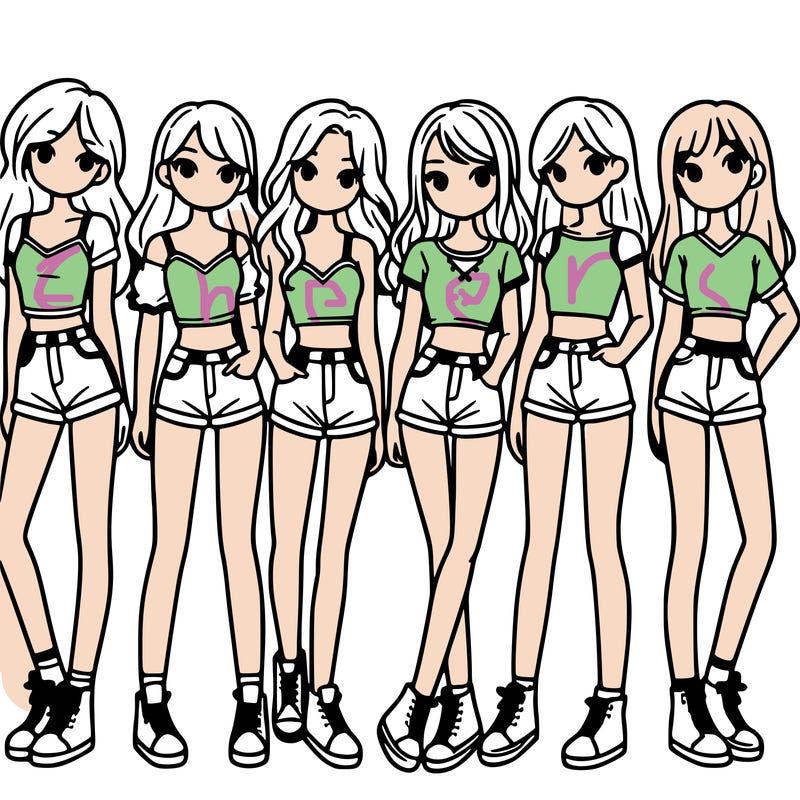 a group of girls wearing crop tops and shorts