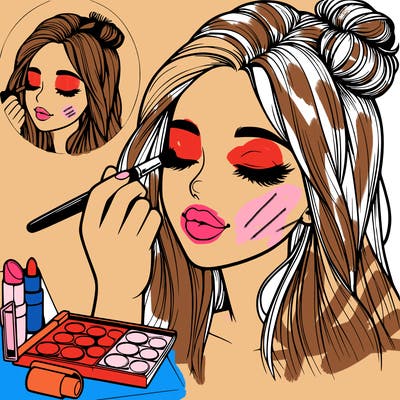 realistic girl doing makeup
