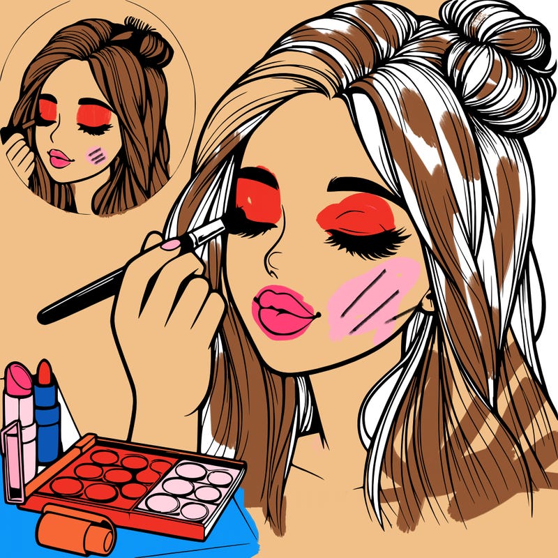 realistic girl doing makeup