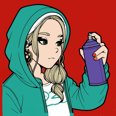 a realistic girl, spray painting