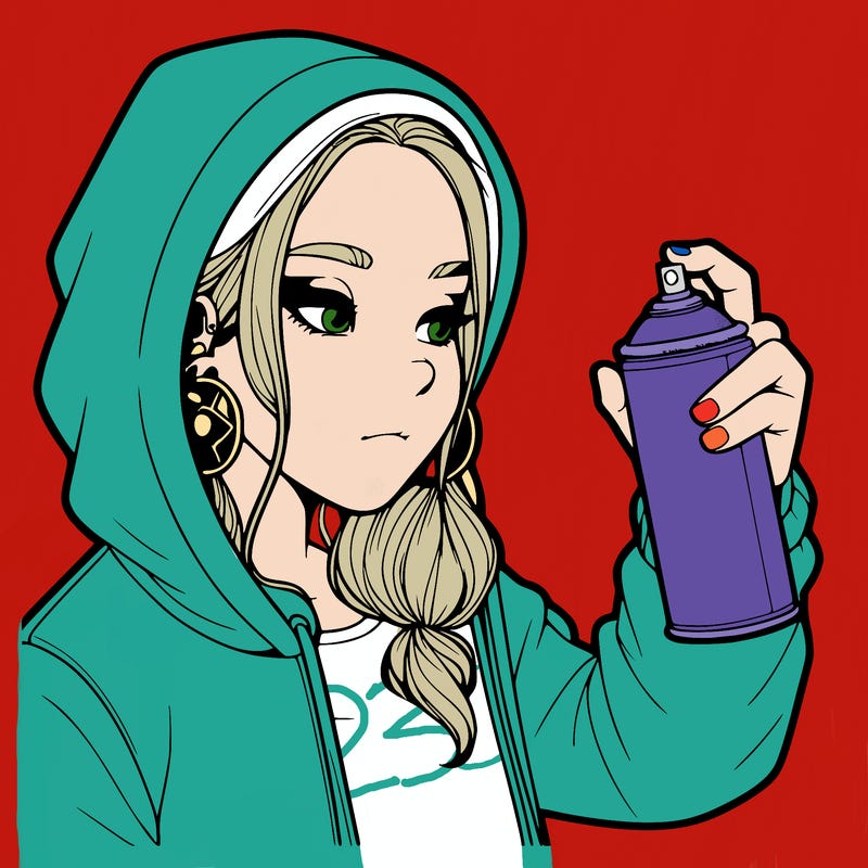 a realistic girl, spray painting