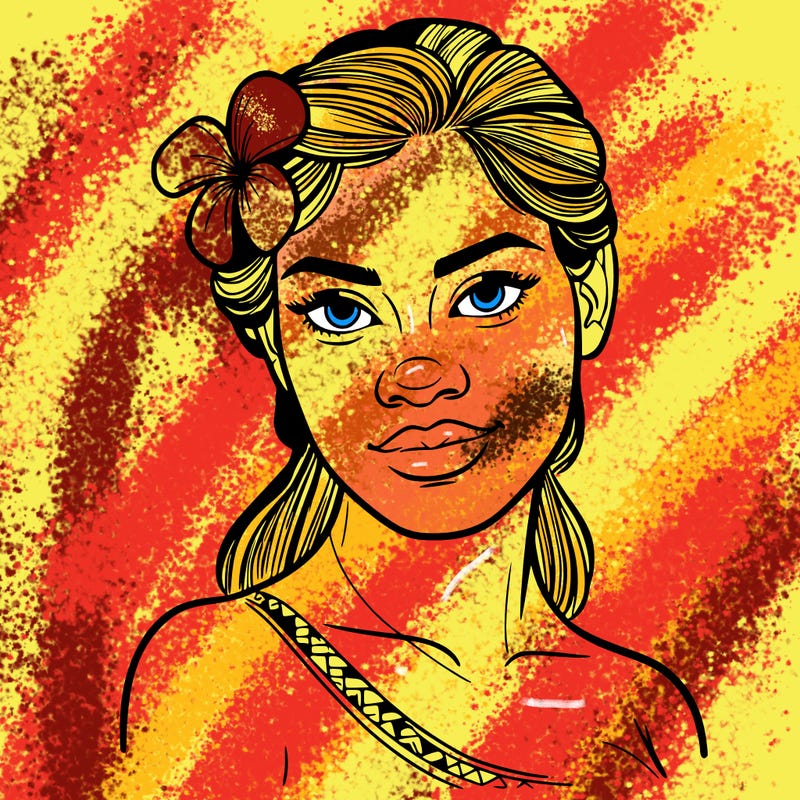 a realistic polynesian woman with a samoan pacific look and a taupou