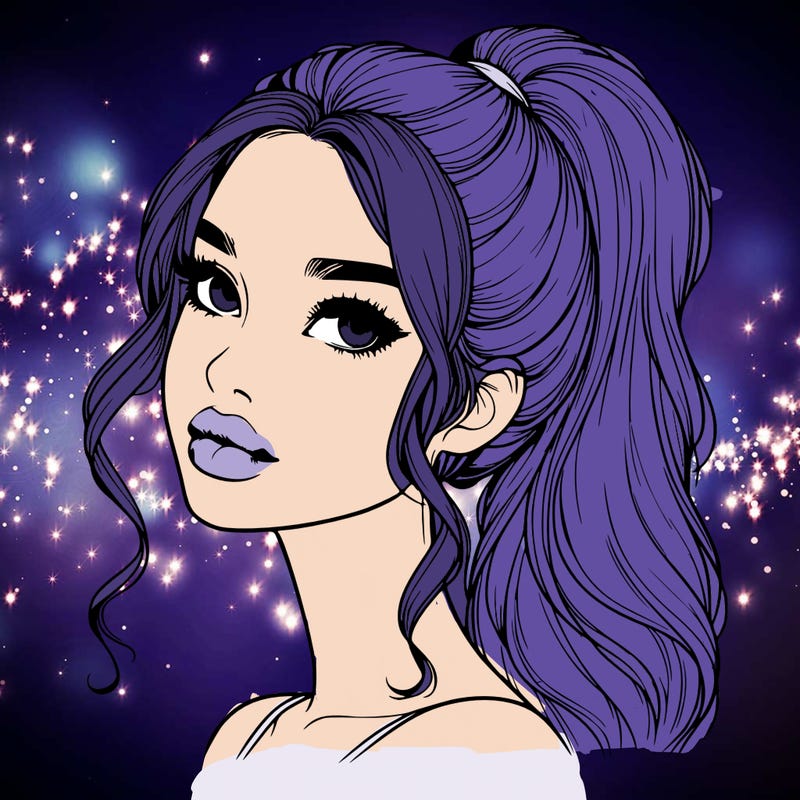 realistic girl with a ponytail on her hair and lips