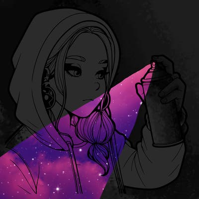 a realistic girl, spray painting