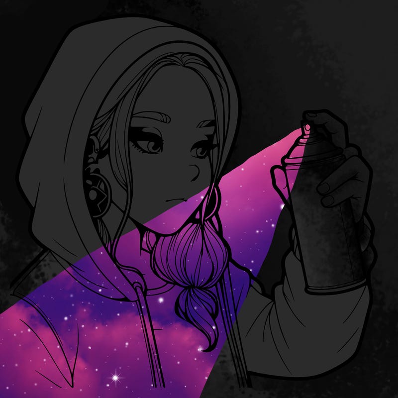 a realistic girl, spray painting