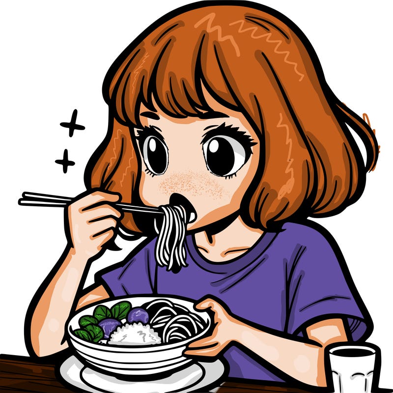 a girl eating food