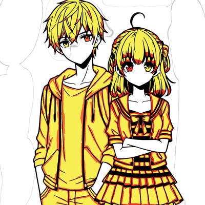 anime teen girl and boy