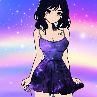 realistic girl in short dress