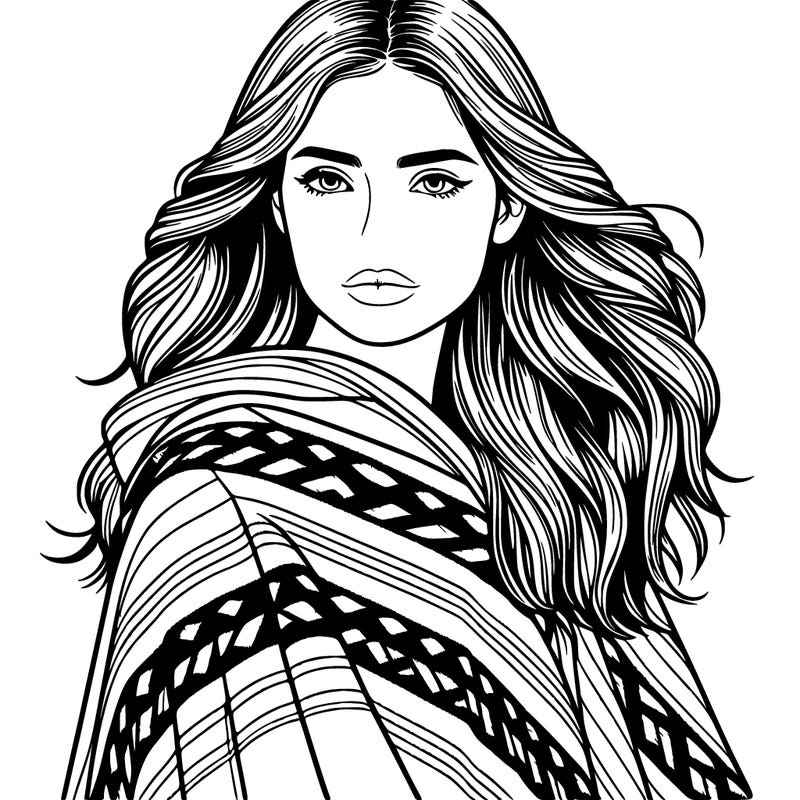 a woman with a poncho realistic