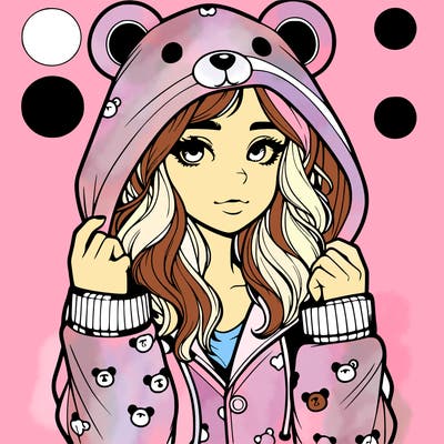 realistic girl in a animal pjs hoodie