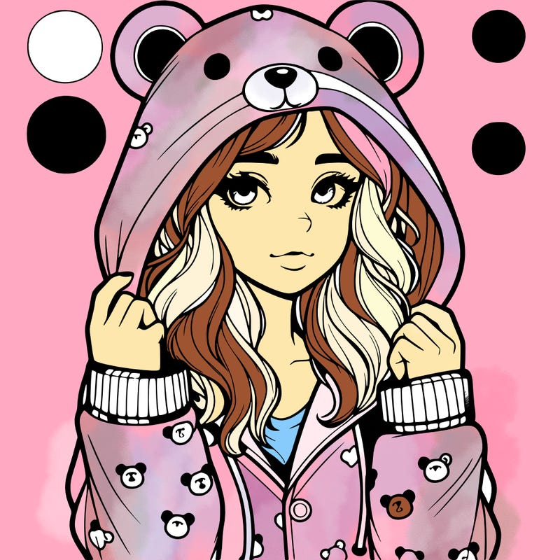 realistic girl in a animal pjs hoodie