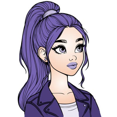 realistic girl with a high ponytail