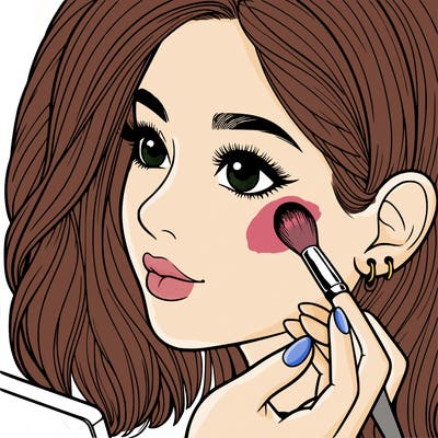 a realistic girl doing her makeup