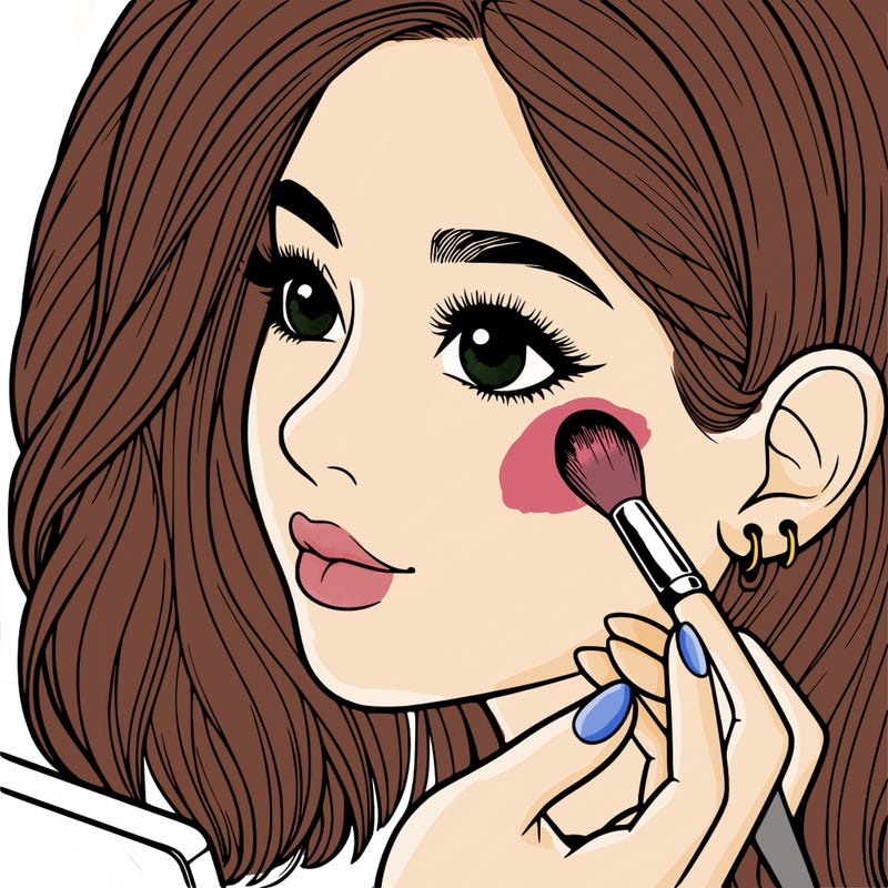 a realistic girl doing her makeup