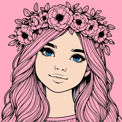realistic girl with flower crown