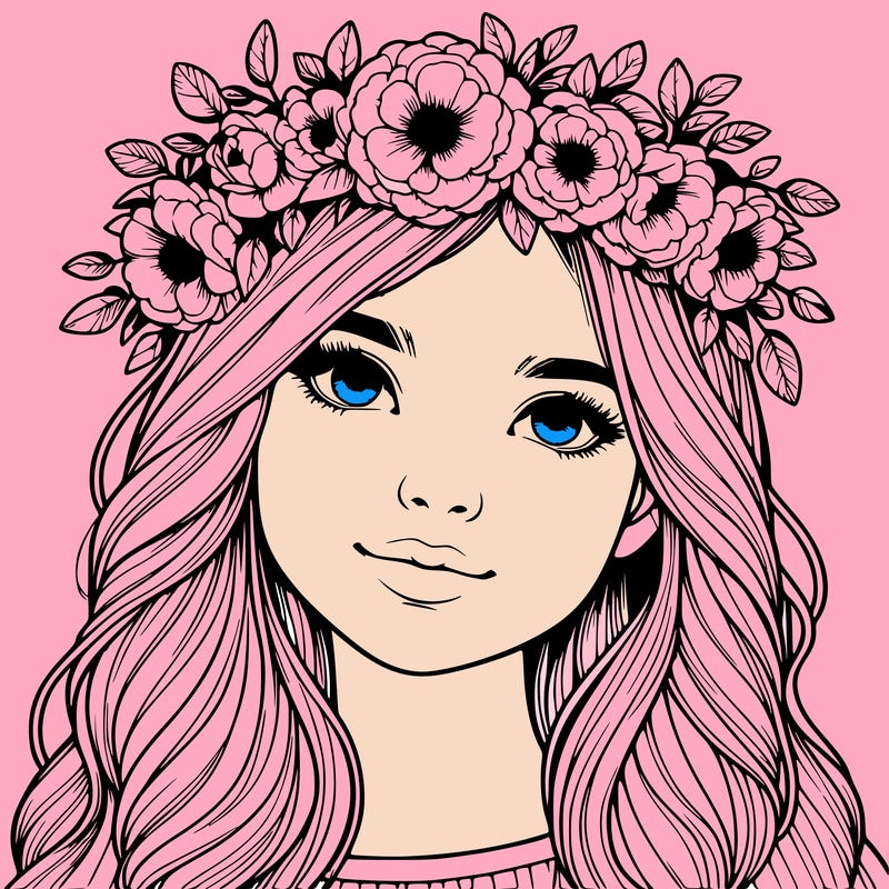 realistic girl with flower crown
