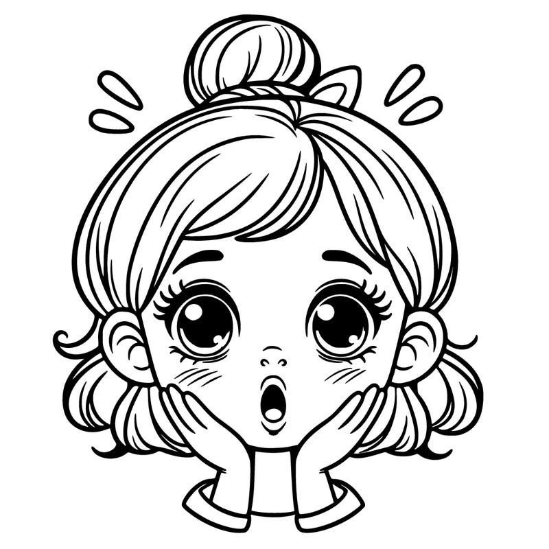 1 pretty child's face with an emotion of surprise