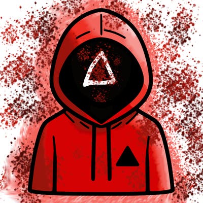 a person with non face waering a hoodie with a small triangle symbol