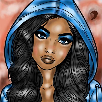 realistic beautiful girl with a hood on