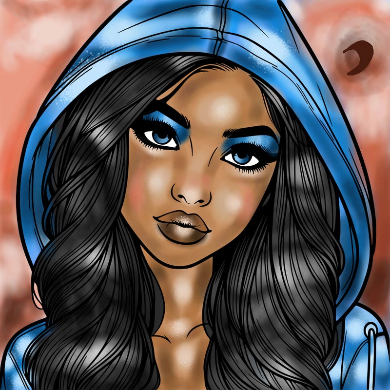 realistic beautiful girl with a hood on