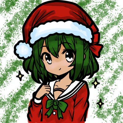 anime girl wearing a santa hat
