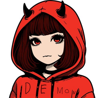 realistic girl with devil hoodie