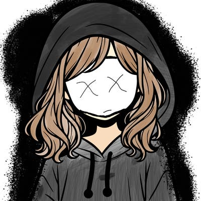 girl in hoodie no face no hair