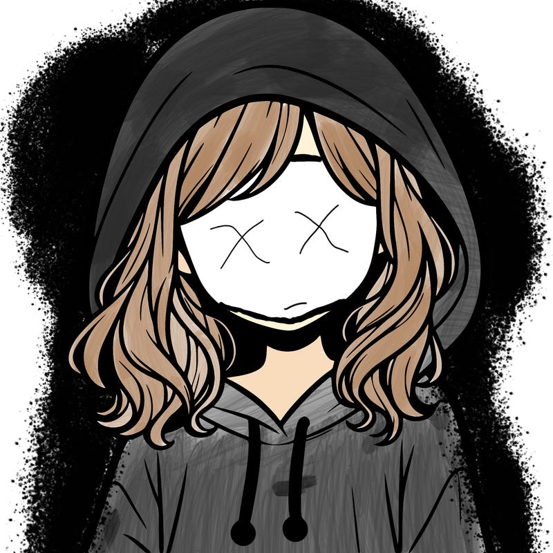girl in hoodie no face no hair