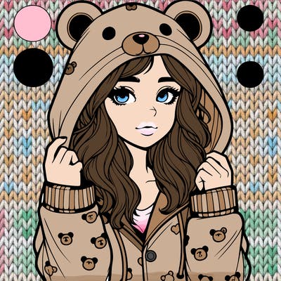 realistic girl in a animal pjs hoodie