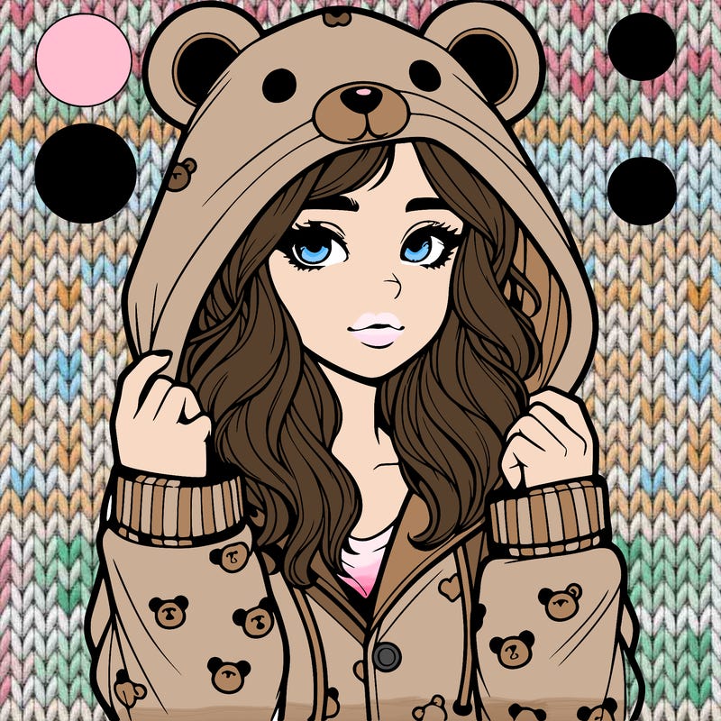 realistic girl in a animal pjs hoodie