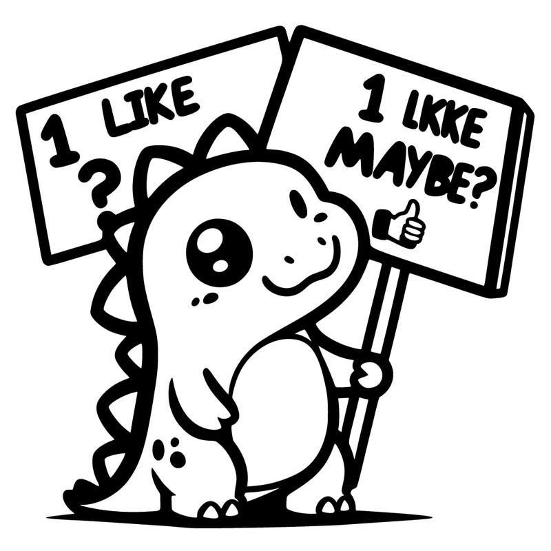 chibi dinosaur holding a sign saying 1 like maybe?