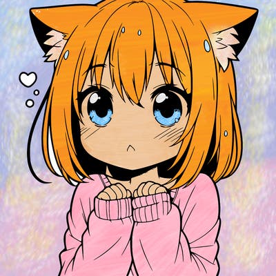 shy anime catgirl