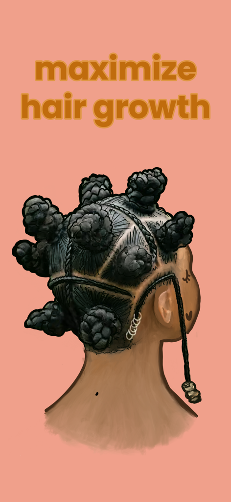 Illustration of bantu knots on type 4 hair with text maximize hair growth
