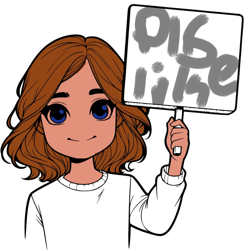 realistic girl holding up a sign