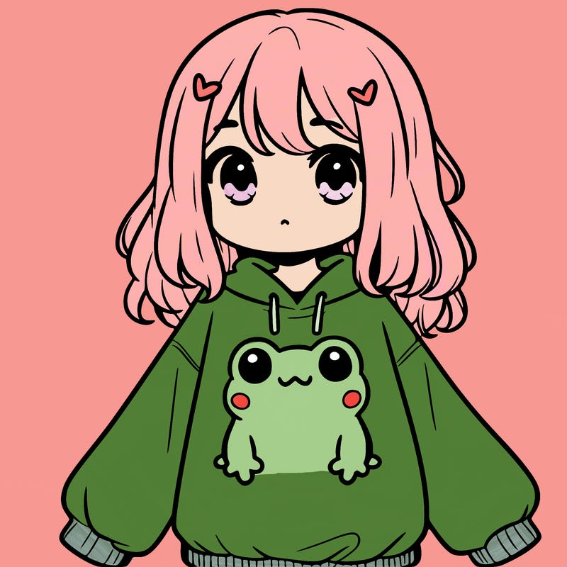 girl wearing frogging sweatshirt
