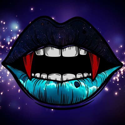 lips with vampire teeth