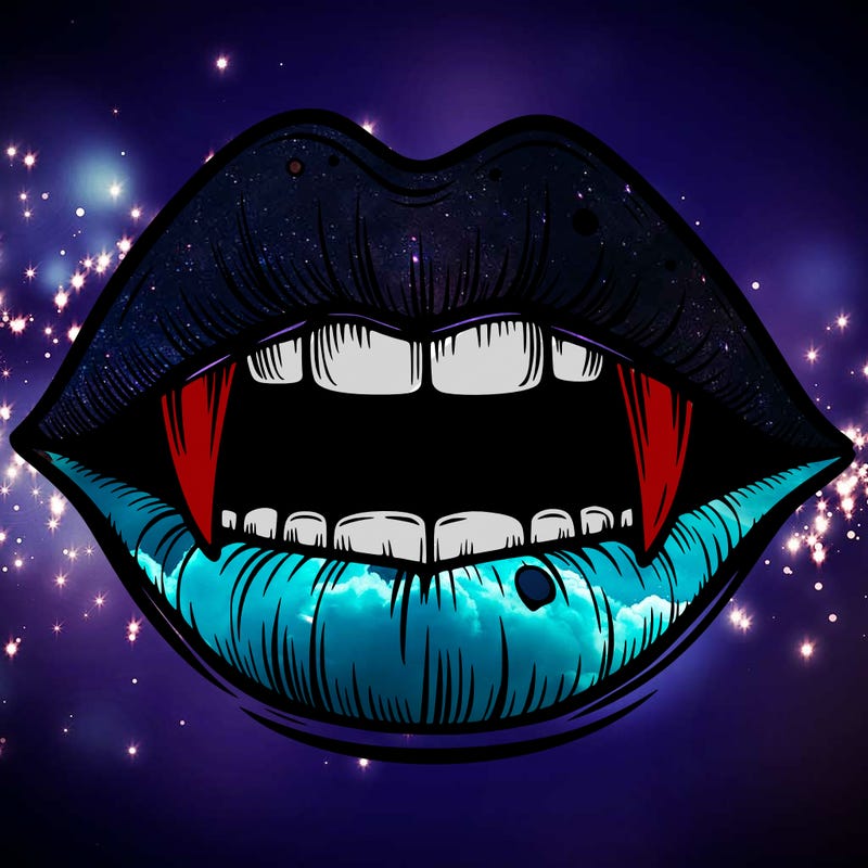 lips with vampire teeth