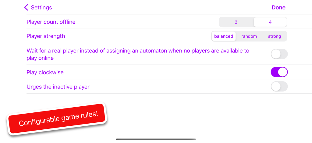 Pinnacola - Schermata delle impostazioni dell'app Pinnacola che mostra le regole di gioco configurabili e le opzioni del giocatore