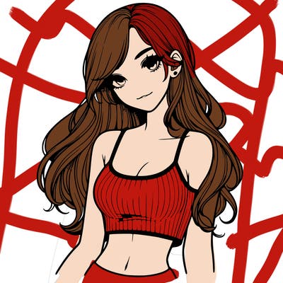 realistic girl with crop top