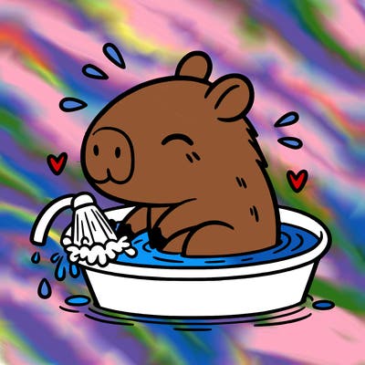 capybara taking a bath