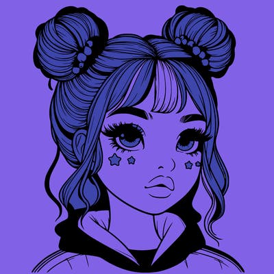 realistic girl with space buns