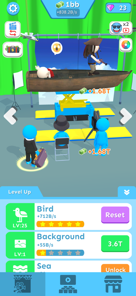 Cinema City 3D - 해적선과 승무원을 특징으로 하는 시네마 시티 3D 게임의 영화 스튜디오 제작 장면