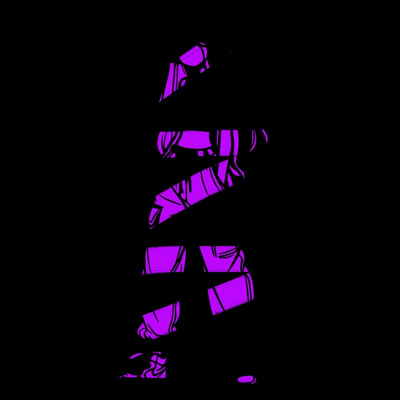 girl in baggy pants crop top and long hair