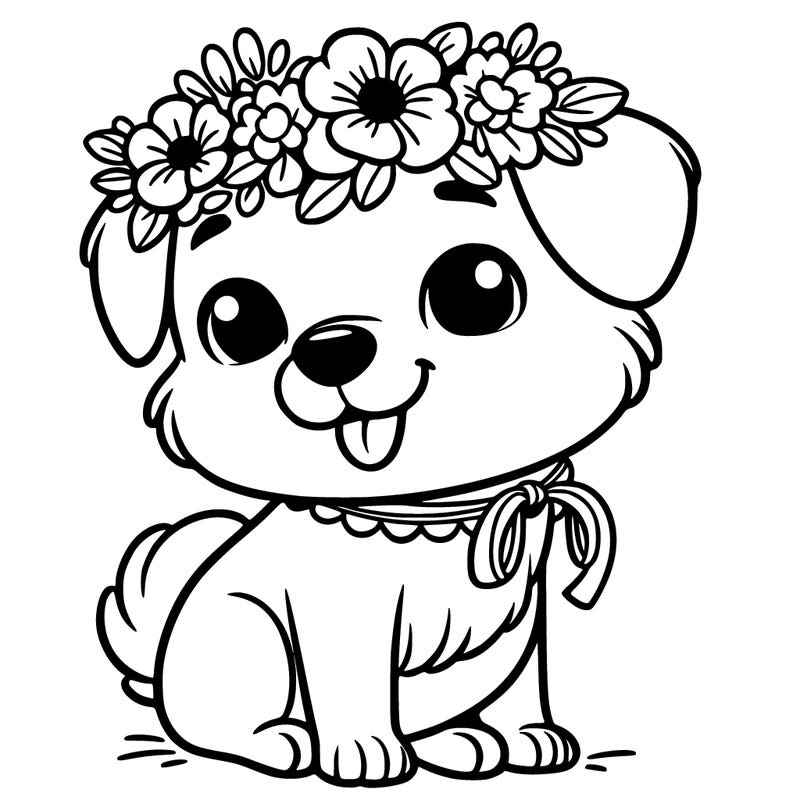 dog with flower crown