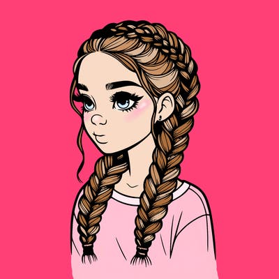 realistic girl with braids