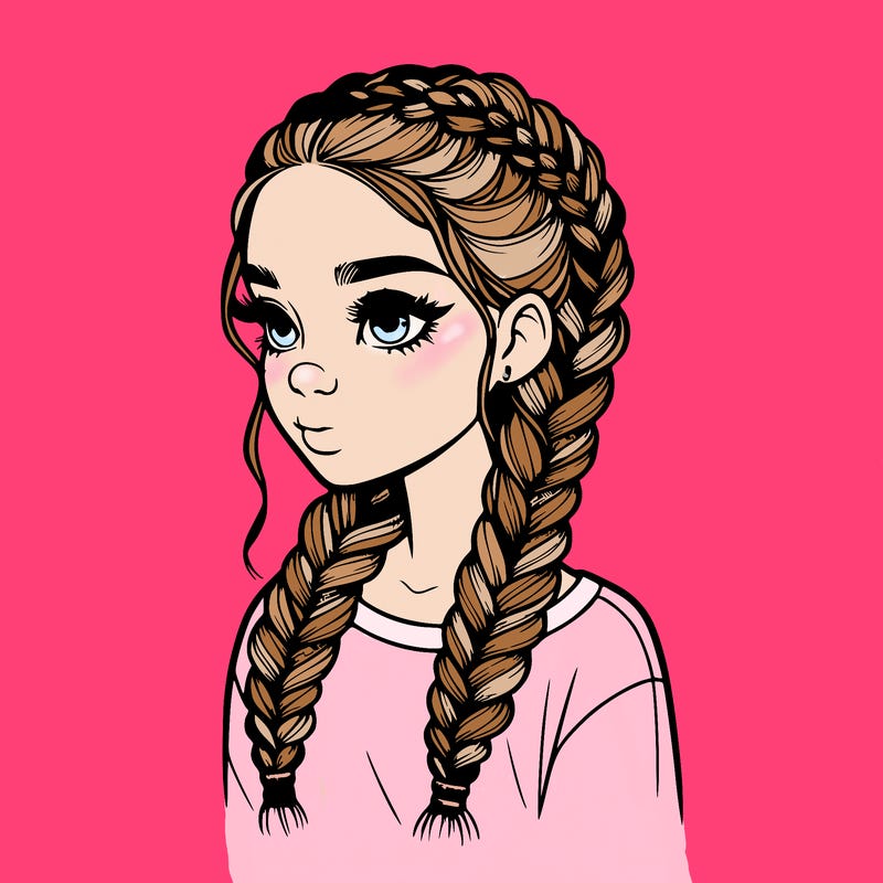 realistic girl with braids